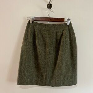 VINTAGE Andrea Viccaro Classic Olive Green Wool Women's Skirt